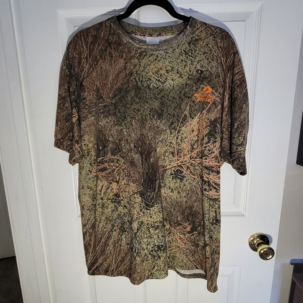 Mossy Oak Brush Camo T-Shirt Mens XL Brown Tan Desert Tactical Hunting Tee